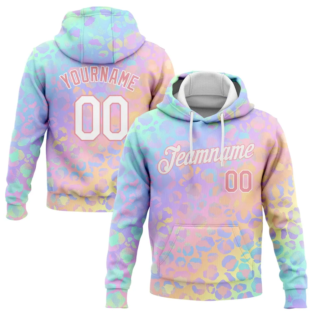3DPattern1002.webp Custom Stitched Light Pink White 3D Pattern Design Leopard Sports Pullover Sweatshirt Hoodie - Image 1