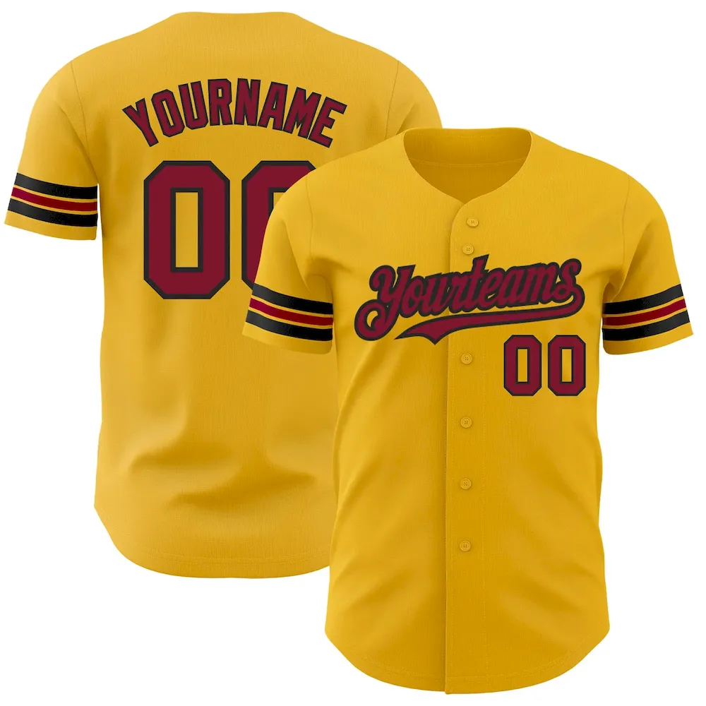 Gold0466.webp Custom Gold Crimson-Black Authentic Baseball Jersey - Image 1
