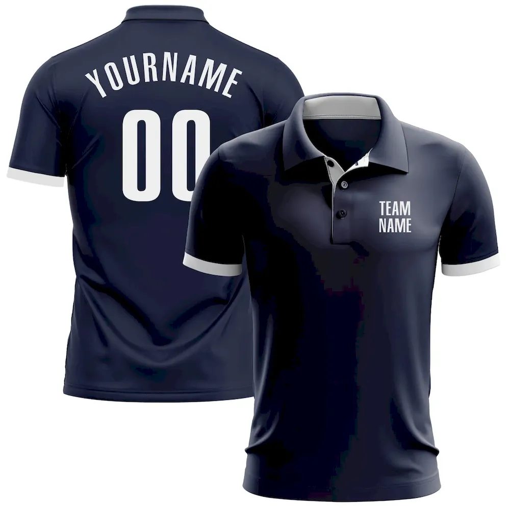 GolfPolo0032.webp Custom Navy White Performance Golf Polo Shirt - Image 1