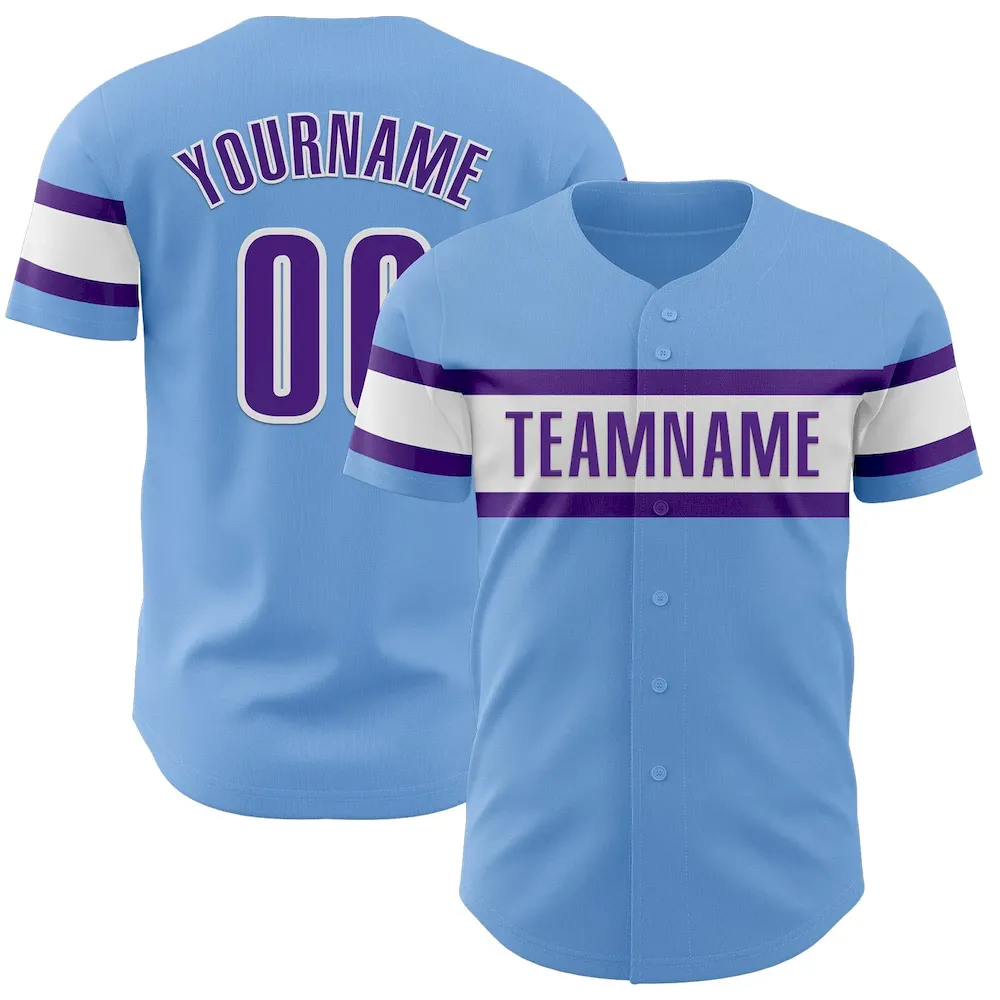 LightBlue0702.webp Custom Light Blue Purple-White Authentic Baseball Jersey - Image 1