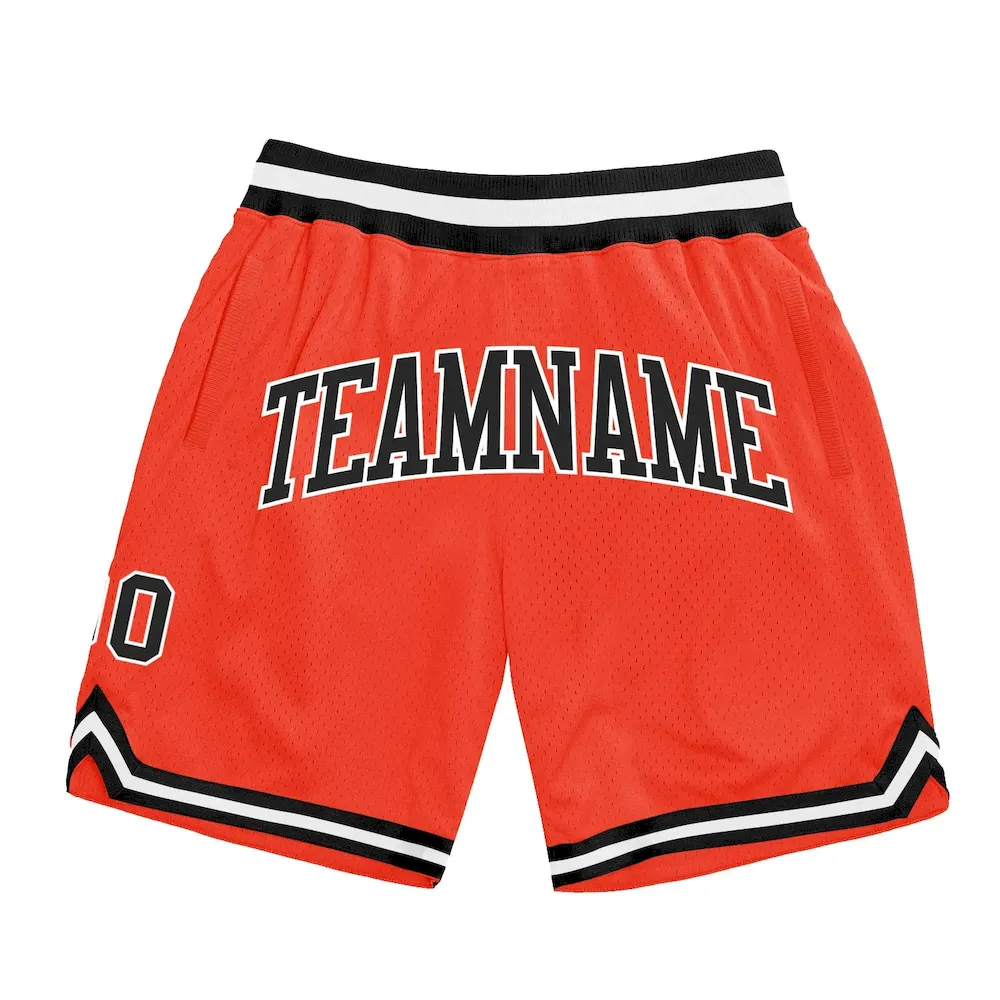 Orange0276.webp Custom Orange Black-White Authentic Throwback Basketball Shorts - Image 1