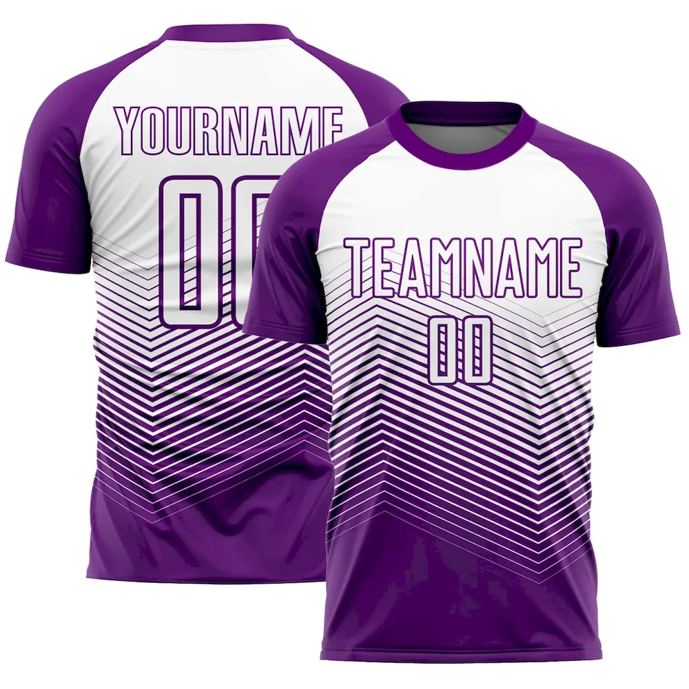 Soccer1176.webp Custom Purple White Abstract Geometric Triangles Sublimation Soccer Uniform Jersey - Image 1