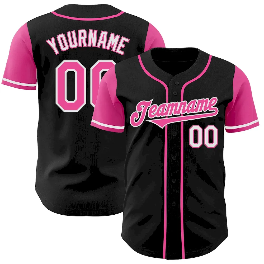 TwoTone0215.webp Custom Black Pink-White Authentic Two Tone Baseball Jersey - Image 1