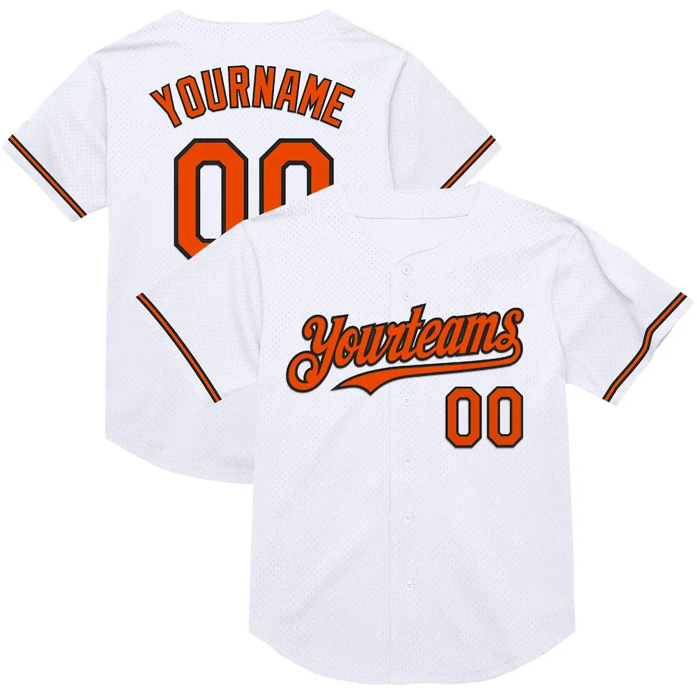 White1779.webp Custom White Orange-Black Mesh Authentic Throwback Baseball Jersey - Image 1